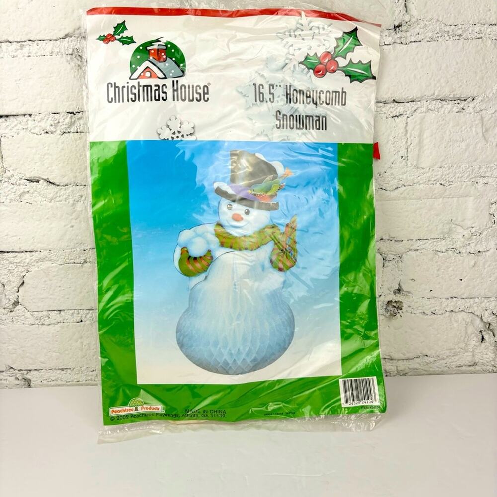 Vintage Y2K Honeycomb Snowman Decor